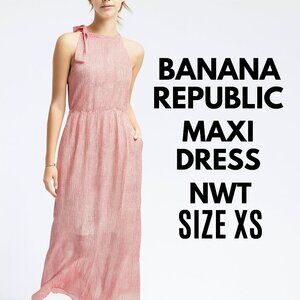 Banana Republic Red & White Geometric Maxi Dress – NWT, Size XS